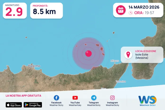 Scossa di terremoto magnitudo 2.9 nei pressi di Isole Eolie (Messina)