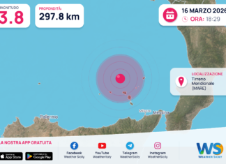 Scossa di terremoto magnitudo 3.8 nel Tirreno Meridionale (MARE)