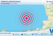 Scossa di terremoto magnitudo 3.8 nel Tirreno Meridionale (MARE)