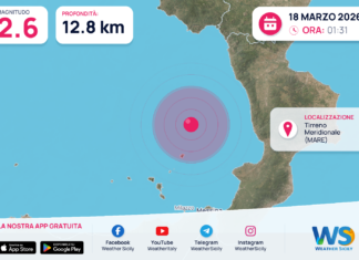 Scossa di terremoto magnitudo 2.6 nel Tirreno Meridionale (MARE)