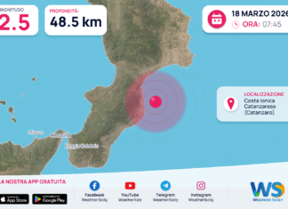 Scossa di terremoto magnitudo 2.5 nei pressi di Costa Ionica Catanzarese (Catanzaro)