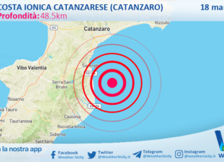 Scossa di terremoto magnitudo 2.5 nei pressi di Costa Ionica Catanzarese (Catanzaro)