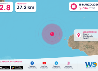 Scossa di terremoto magnitudo 2.8 nel Tirreno Meridionale (MARE)
