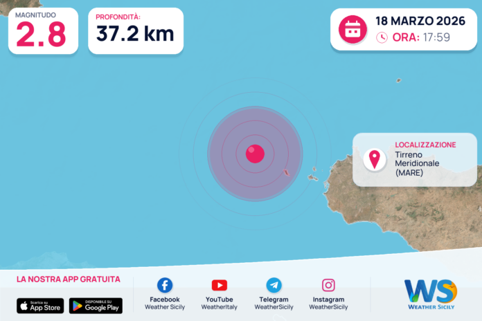 Scossa di terremoto magnitudo 2.8 nel Tirreno Meridionale (MARE)