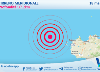 Scossa di terremoto magnitudo 2.8 nel Tirreno Meridionale (MARE)