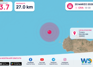 Scossa di terremoto magnitudo 3.7 nel Tirreno Meridionale (MARE)