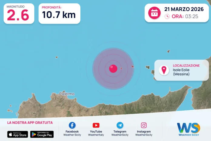 Scossa di terremoto magnitudo 2.6 nei pressi di Isole Eolie (Messina)