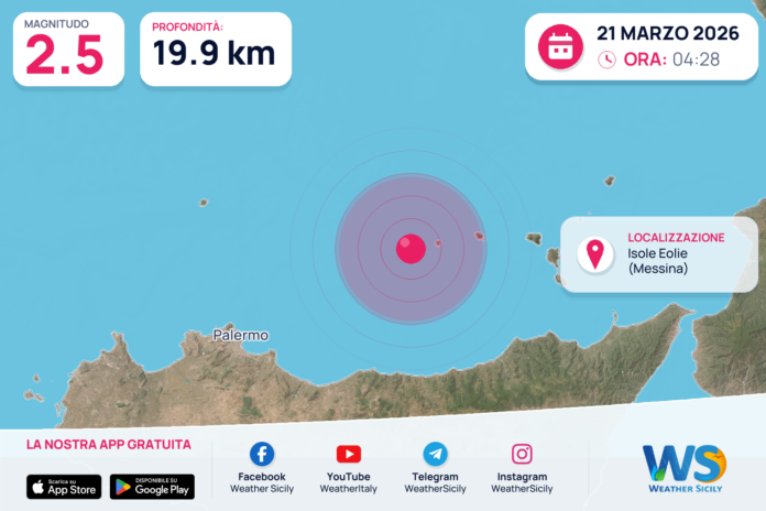 Scossa di terremoto magnitudo 2.5 nei pressi di Isole Eolie (Messina)
