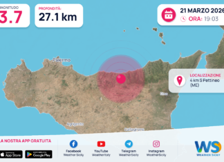 Scossa di terremoto magnitudo 3.7 nei pressi di Pettineo (ME)