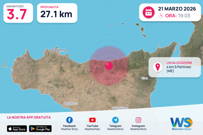 Scossa di terremoto magnitudo 3.7 nei pressi di Pettineo (ME)