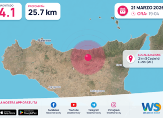 Scossa di terremoto magnitudo 4.1 nei pressi di Castel di Lucio (ME)