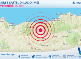 Scossa di terremoto magnitudo 4.1 nei pressi di Castel di Lucio (ME)