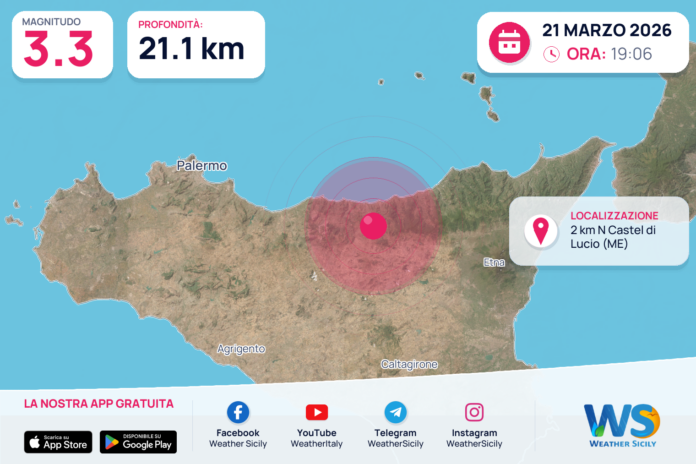 Scossa di terremoto magnitudo 3.3 nei pressi di Castel di Lucio (ME)