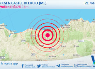 Scossa di terremoto magnitudo 3.2 nei pressi di Castel di Lucio (ME)