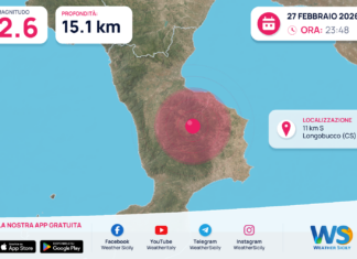 Scossa di terremoto magnitudo 2.6 nei pressi di Longobucco (CS)