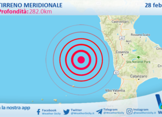 Scossa di terremoto magnitudo 3.1 nel Tirreno Meridionale (MARE)