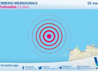 Scossa di terremoto magnitudo 3.2 nel Tirreno Meridionale (MARE)