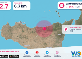 Scossa di terremoto magnitudo 2.7 nei pressi di Reitano (ME)