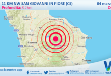 Scossa di terremoto magnitudo 2.6 nei pressi di San Giovanni in Fiore (CS)