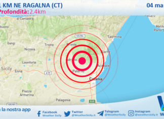 Scossa di terremoto magnitudo 2.7 nei pressi di Ragalna (CT)