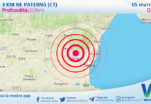 Scossa di terremoto magnitudo 2.7 nei pressi di Paternò (CT)