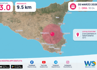 Scossa di terremoto magnitudo 3.0 nei pressi di Militello in Val di Catania (CT)