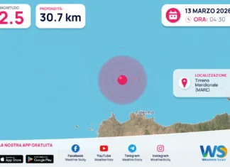 Scossa di terremoto magnitudo 2.5 nel Tirreno Meridionale (MARE)