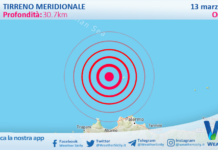Scossa di terremoto magnitudo 2.5 nel Tirreno Meridionale (MARE)
