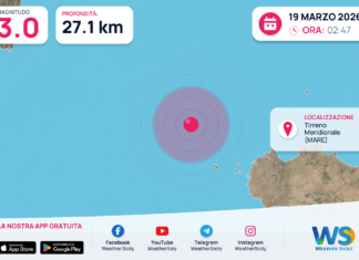 Scossa di terremoto magnitudo 3.0 nel Tirreno Meridionale (MARE)