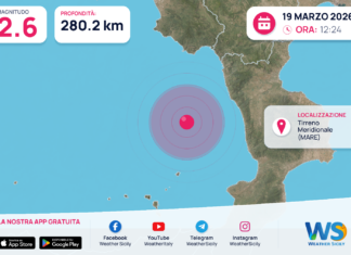 Scossa di terremoto magnitudo 2.6 nel Tirreno Meridionale (MARE)