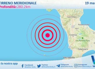 Scossa di terremoto magnitudo 2.6 nel Tirreno Meridionale (MARE)
