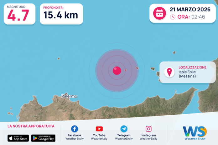 Scossa di terremoto magnitudo 4.7 nei pressi di Isole Eolie (Messina)