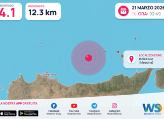 Scossa di terremoto magnitudo 4.1 nei pressi di Isole Eolie (Messina)