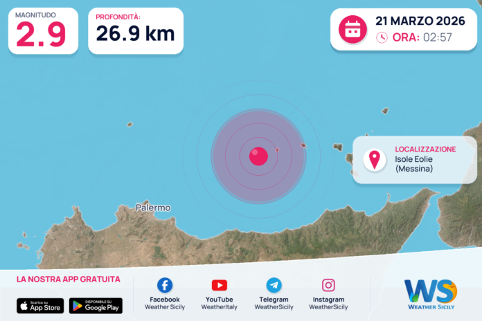 Scossa di terremoto magnitudo 2.9 nei pressi di Isole Eolie (Messina)