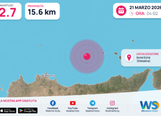 Scossa di terremoto magnitudo 2.7 nei pressi di Isole Eolie (Messina)