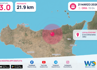 Scossa di terremoto magnitudo 3.0 nei pressi di Mistretta (ME)
