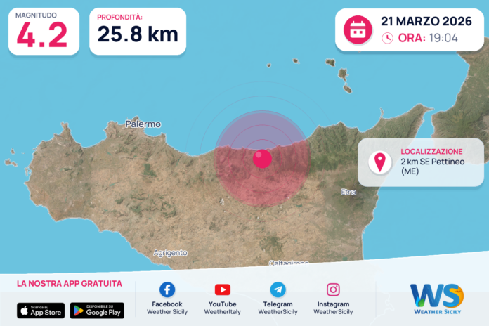 Scossa di terremoto magnitudo 4.2 nei pressi di Pettineo (ME)