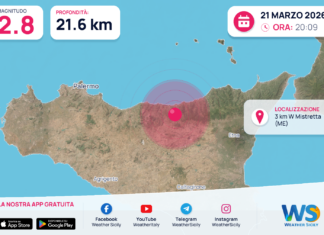 Scossa di terremoto magnitudo 2.8 nei pressi di Mistretta (ME)