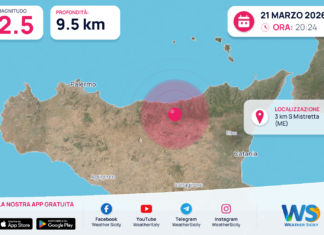 Scossa di terremoto magnitudo 2.5 nei pressi di Mistretta (ME)
