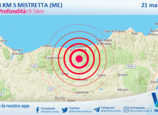 Scossa di terremoto magnitudo 2.5 nei pressi di Mistretta (ME)