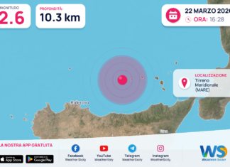 Scossa di terremoto magnitudo 2.6 nel Tirreno Meridionale (MARE)