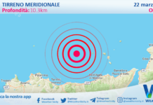 Scossa di terremoto magnitudo 2.6 nel Tirreno Meridionale (MARE)