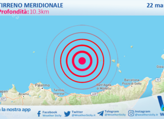 Scossa di terremoto magnitudo 2.6 nel Tirreno Meridionale (MARE)