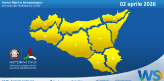 Meteo Sicilia: bollettino di allerta meteo per domani, giovedì 02 aprile 2026