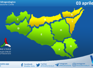 Meteo Sicilia: bollettino di allerta meteo per domani, venerdì 03 aprile 2026
