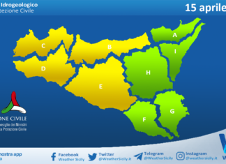 Meteo Sicilia: bollettino di allerta meteo per domani, mercoledì 15 aprile 2026
