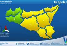 Meteo Sicilia: bollettino di allerta meteo per domani, giovedì 16 aprile 2026