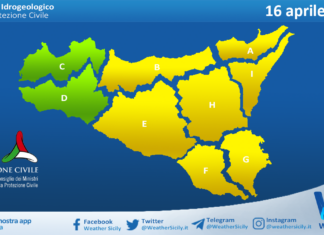Meteo Sicilia: bollettino di allerta meteo per domani, giovedì 16 aprile 2026