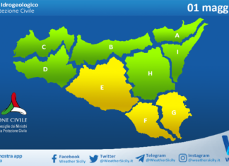 Meteo Sicilia: bollettino di allerta meteo per domani, venerdì 01 maggio 2026