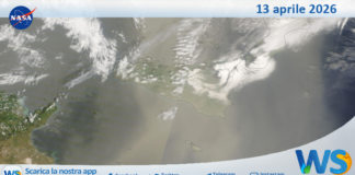 Meteo Sicilia: immagine satellitare Nasa di lunedì 13 aprile 2026